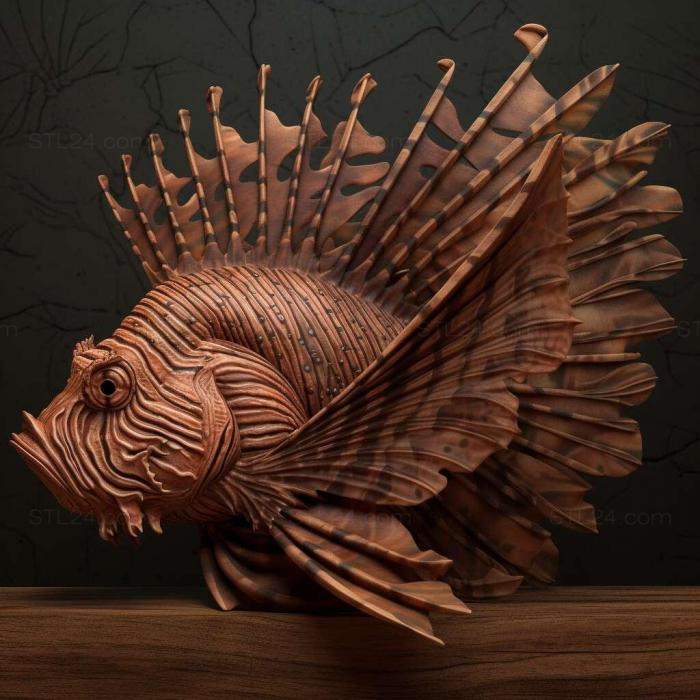Nature and animals (Indian lionfish fish 3, NATURE_6339) 3D models for cnc