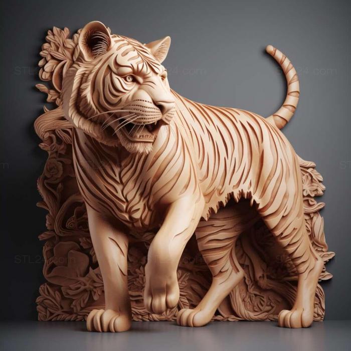 Nature and animals (Pursh tiger famous animal 4, NATURE_6352) 3D models for cnc