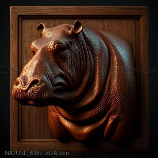 Nature and animals (st hippopotamuse 3, NATURE_6387) 3D models for cnc