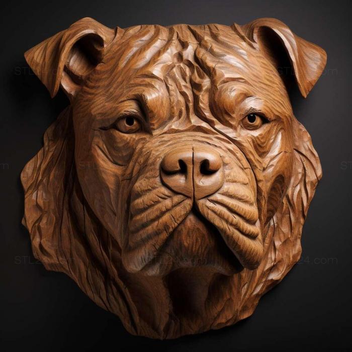 Nature and animals (Staffordshire Bull Terrier dog 1, NATURE_6397) 3D models for cnc