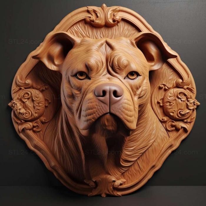 Nature and animals (Staffordshire Bull Terrier dog 3, NATURE_6399) 3D models for cnc