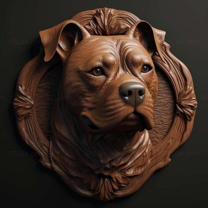Nature and animals (Staffordshire Bull Terrier dog 4, NATURE_6400) 3D models for cnc