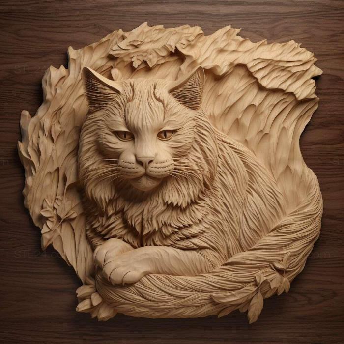 Nature and animals (Norwegian Forest cat 2, NATURE_6418) 3D models for cnc