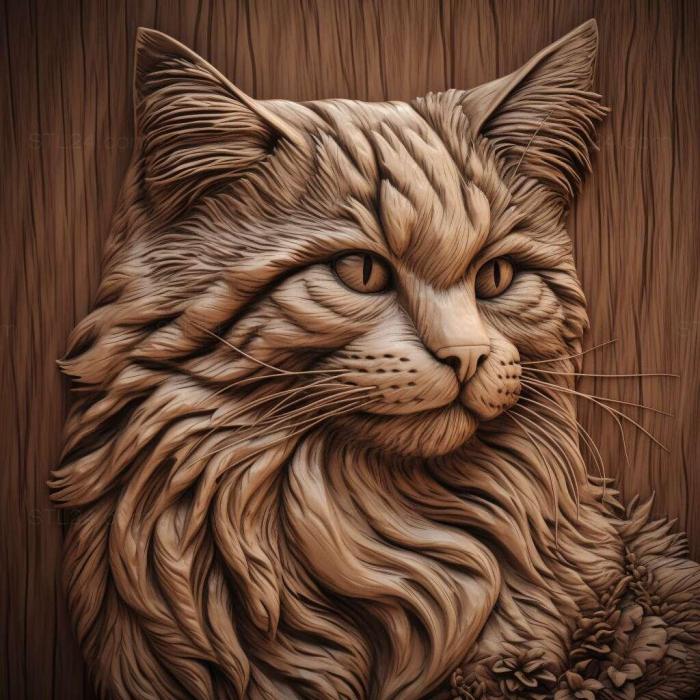 Nature and animals (Norwegian Forest cat 3, NATURE_6419) 3D models for cnc