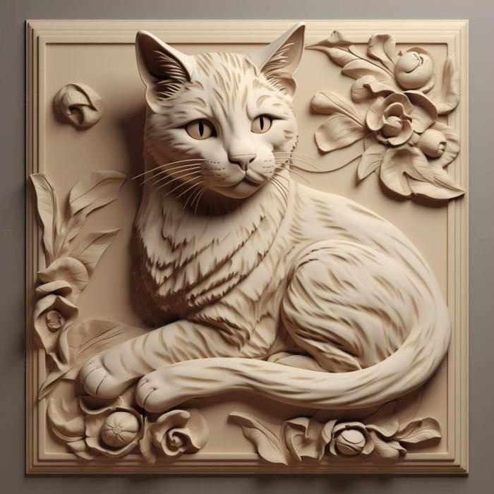Nature and animals (st Russian White Black and Tabby cat 2, NATURE_6490) 3D models for cnc