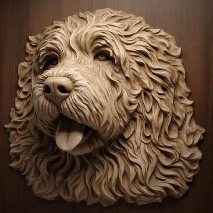 Природа и животные (Собака породы лабрадудль 1, NATURE_6521) 3D модель для ЧПУ станка