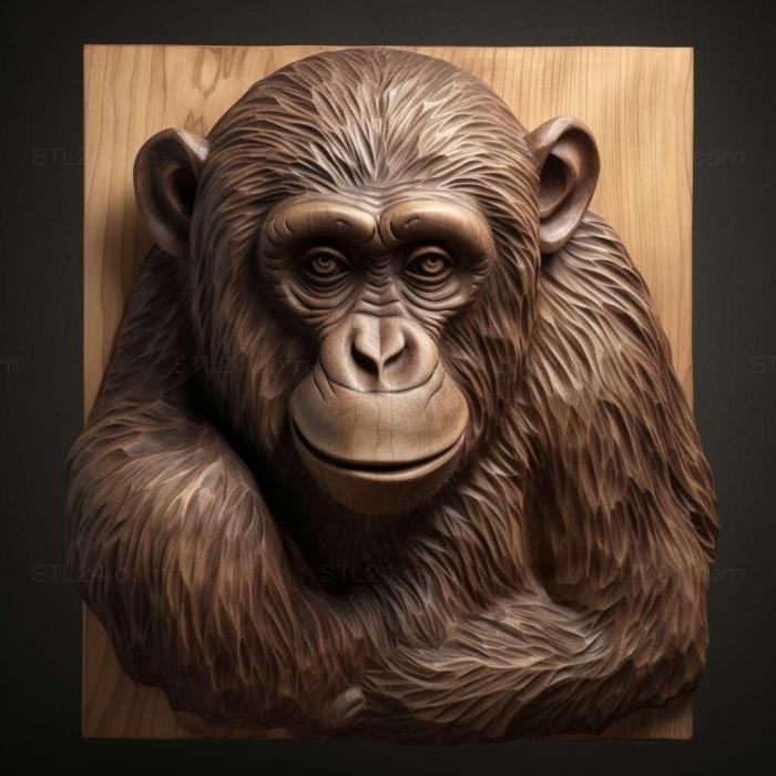 Nature and animals (st Congo chimpanzee famous animal 1, NATURE_6533) 3D models for cnc