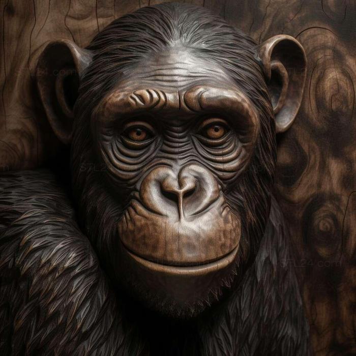 Nature and animals (st Congo chimpanzee famous animal 2, NATURE_6534) 3D models for cnc