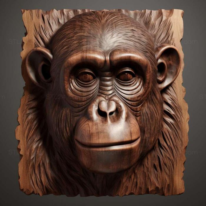 Nature and animals (st Congo chimpanzee famous animal 3, NATURE_6535) 3D models for cnc