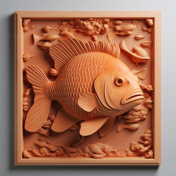 Природа и животные (Оранжевая рыба амфиприон 3, NATURE_6551) 3D модель для ЧПУ станка