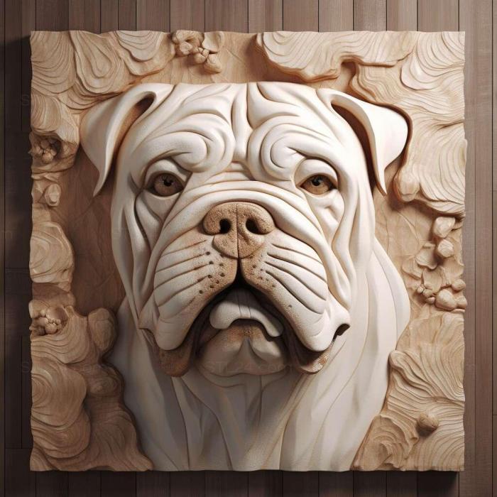 Nature and animals (st American Bulldog dog 4, NATURE_6672) 3D models for cnc
