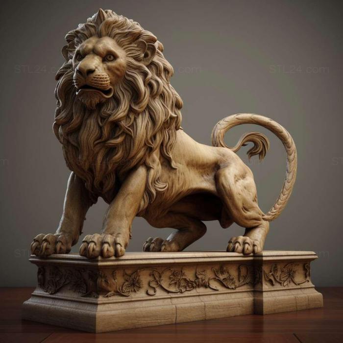 Nature and animals (LION on the small pedestal 1, NATURE_6717) 3D models for cnc