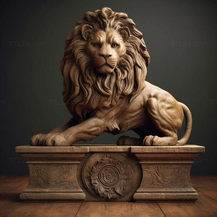 Nature and animals (LION on the small pedestal 3, NATURE_6719) 3D models for cnc