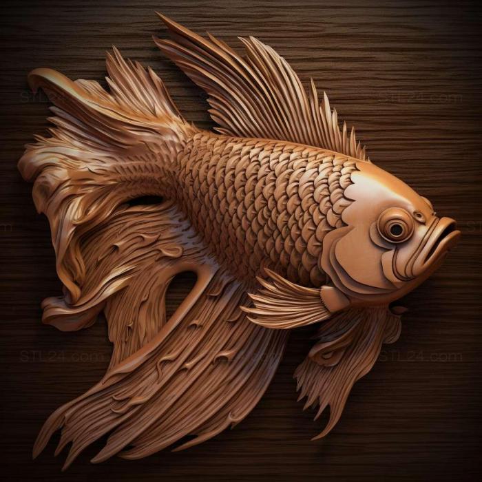 Nature and animals (st Crown tailed fighting fish fish 1, NATURE_6741) 3D models for cnc