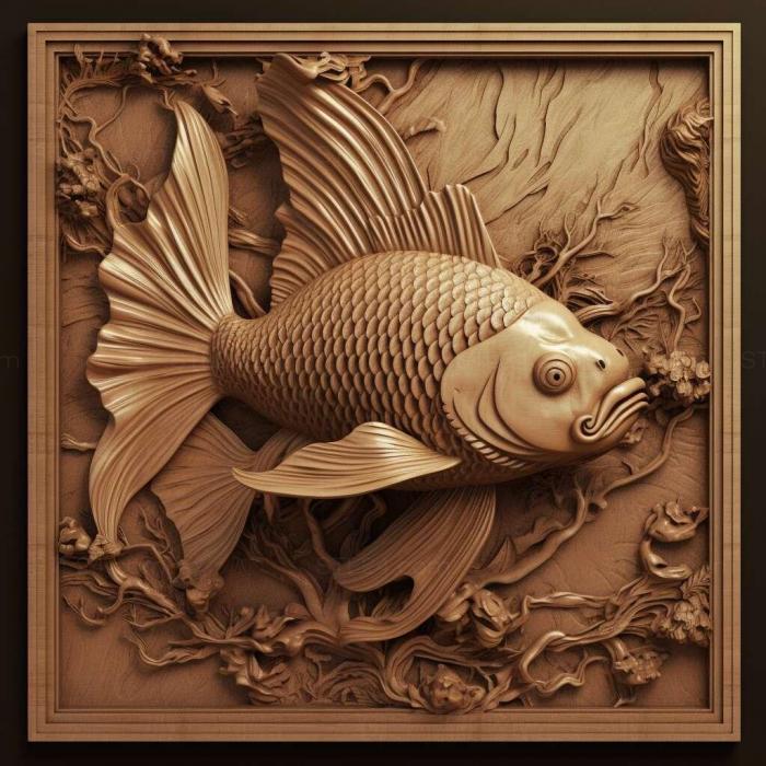 Nature and animals (st Crown tailed fighting fish fish 3, NATURE_6743) 3D models for cnc