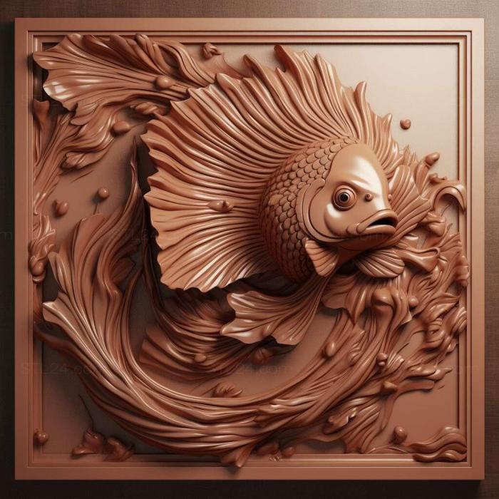 Nature and animals (st Crown tailed fighting fish fish 4, NATURE_6744) 3D models for cnc