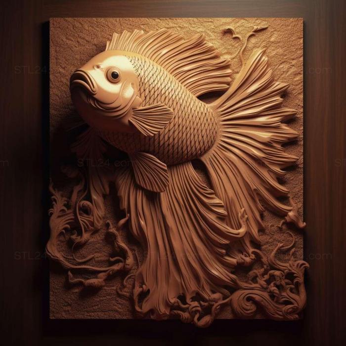 Nature and animals (Poster fighting fish fish 2, NATURE_6850) 3D models for cnc