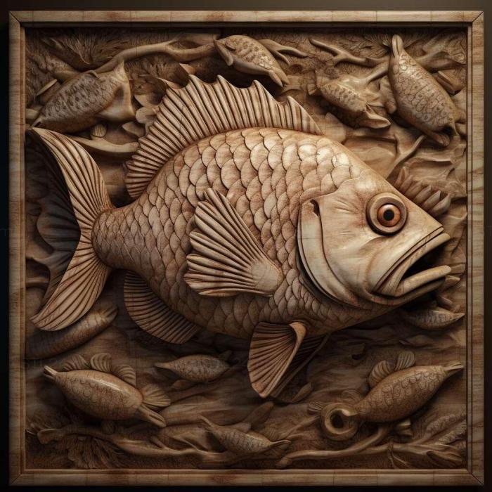 Природа и животные (Обыкновенная рыба с рогатым телом 3, NATURE_6891) 3D модель для ЧПУ станка