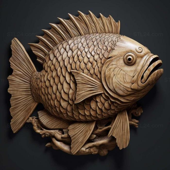 Nature and animals (Amatitlania fish 1, NATURE_6897) 3D models for cnc