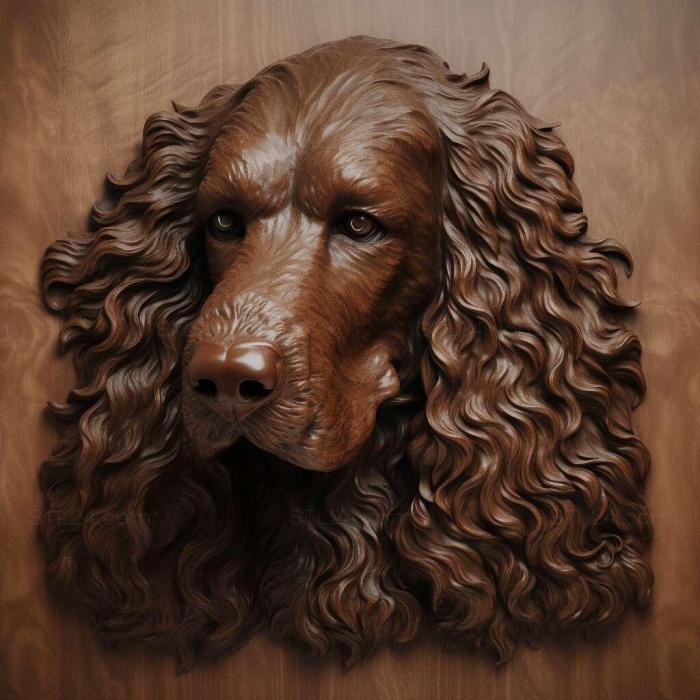 Nature and animals (Irish Water Spaniel dog 2, NATURE_6910) 3D models for cnc