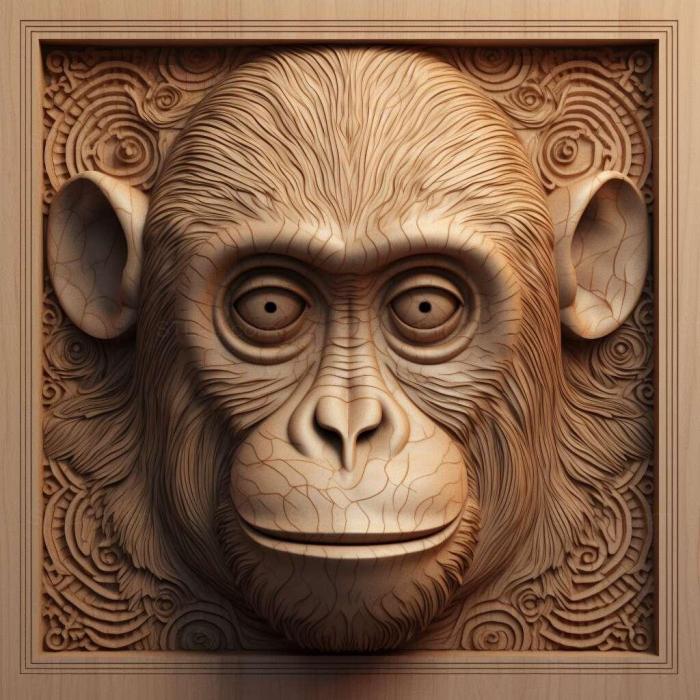 Nature and animals (st Trachypithecus popa 4, NATURE_692) 3D models for cnc