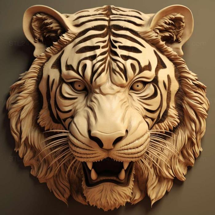 Природа и животные (Тигр святого Пурша знаменитое животное 3, NATURE_6931) 3D модель для ЧПУ станка