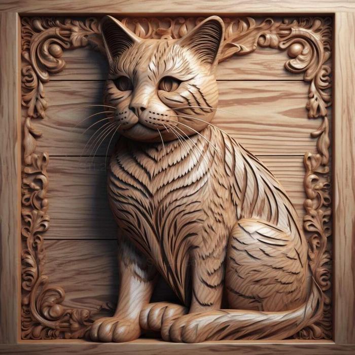 Nature and animals (st Larry the cat famous animal 1, NATURE_6981) 3D models for cnc