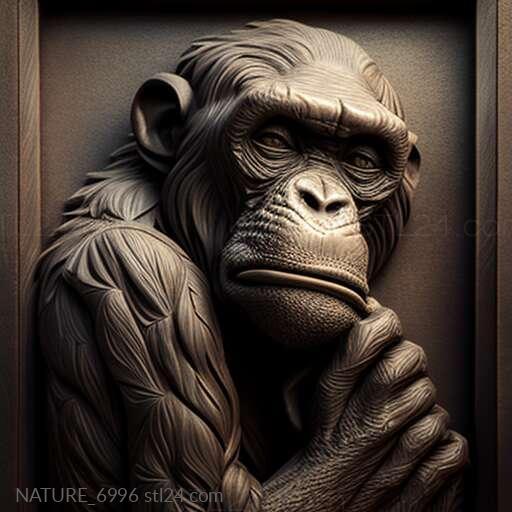 Nature and animals (st Congo chimpanzee famous animal 4, NATURE_6996) 3D models for cnc