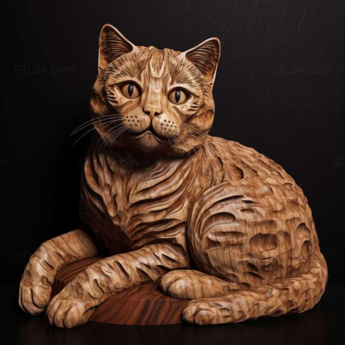 Nature and animals (st American Wirehair cat 2, NATURE_7034) 3D models for cnc