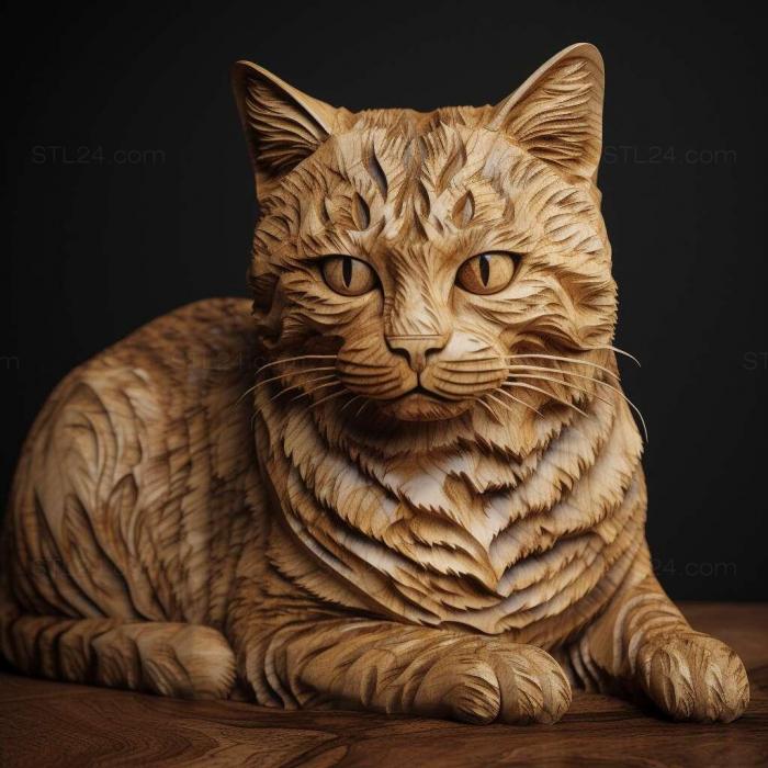 Nature and animals (st American Wirehair cat 4, NATURE_7036) 3D models for cnc