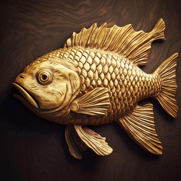 Nature and animals (Golden hazelnut fish 1, NATURE_7109) 3D models for cnc