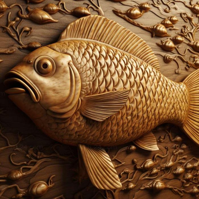 Nature and animals (Golden hazelnut fish 2, NATURE_7110) 3D models for cnc