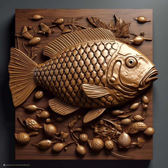 Золотистая рыба с фундуком 3