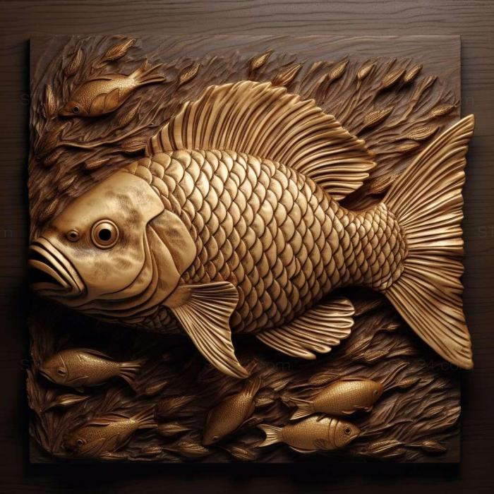 Золотистая рыба с фундуком 4