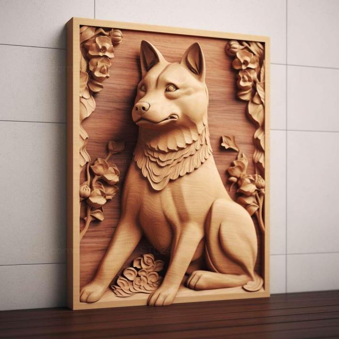 Природа и животные (Собака породы сент-Рюкю собака 1, NATURE_7165) 3D модель для ЧПУ станка