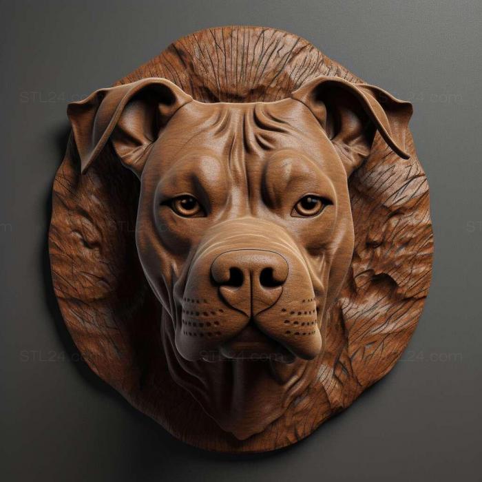 Nature and animals (st American Pit Bull Terrier dog 1, NATURE_7169) 3D models for cnc