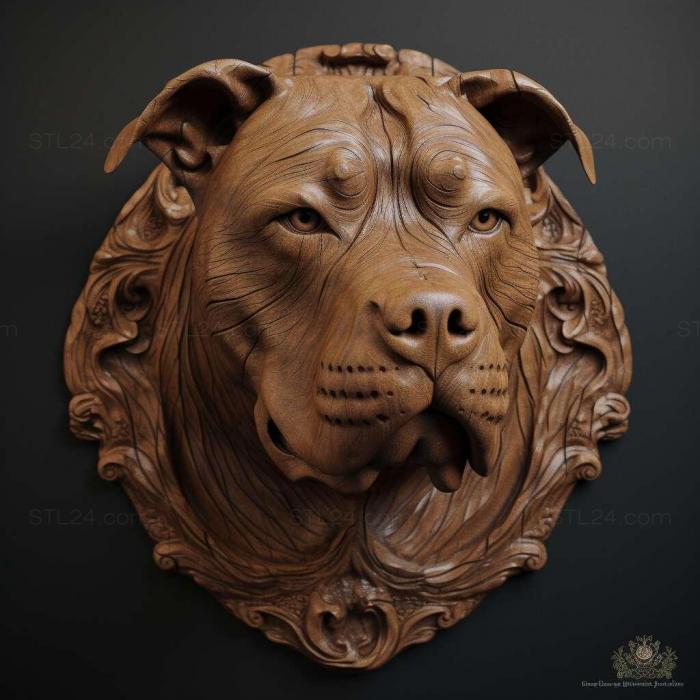 Nature and animals (st American Pit Bull Terrier dog 3, NATURE_7171) 3D models for cnc