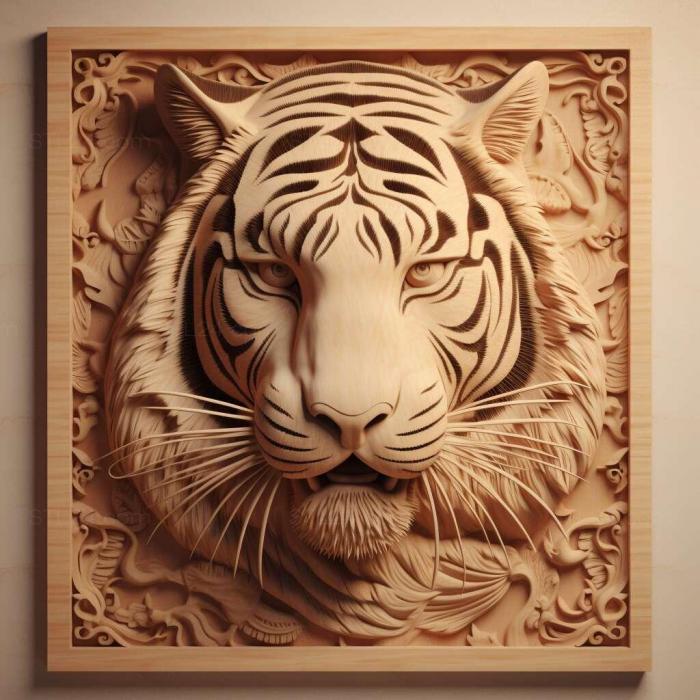 Природа и животные (Кузя тигр знаменитое животное 1, NATURE_7205) 3D модель для ЧПУ станка