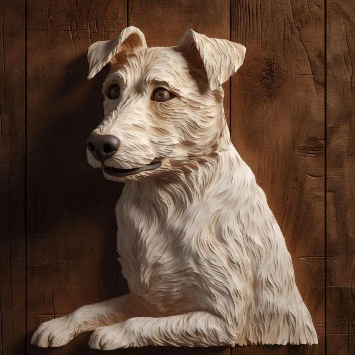 Природа и животные (Собака породы Сент-Джек-рассел-терьер 1, NATURE_7209) 3D модель для ЧПУ станка