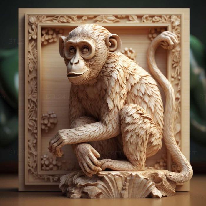 Природа и животные (Хрустальная обезьяна знаменитое животное 1, NATURE_7257) 3D модель для ЧПУ станка