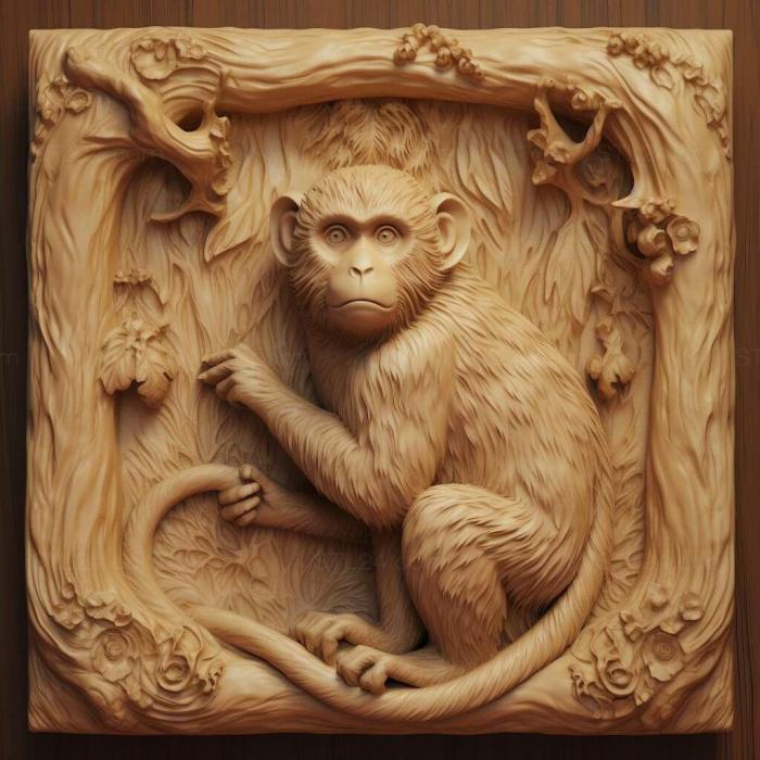 Природа и животные (Хрустальная обезьяна знаменитое животное 4, NATURE_7260) 3D модель для ЧПУ станка
