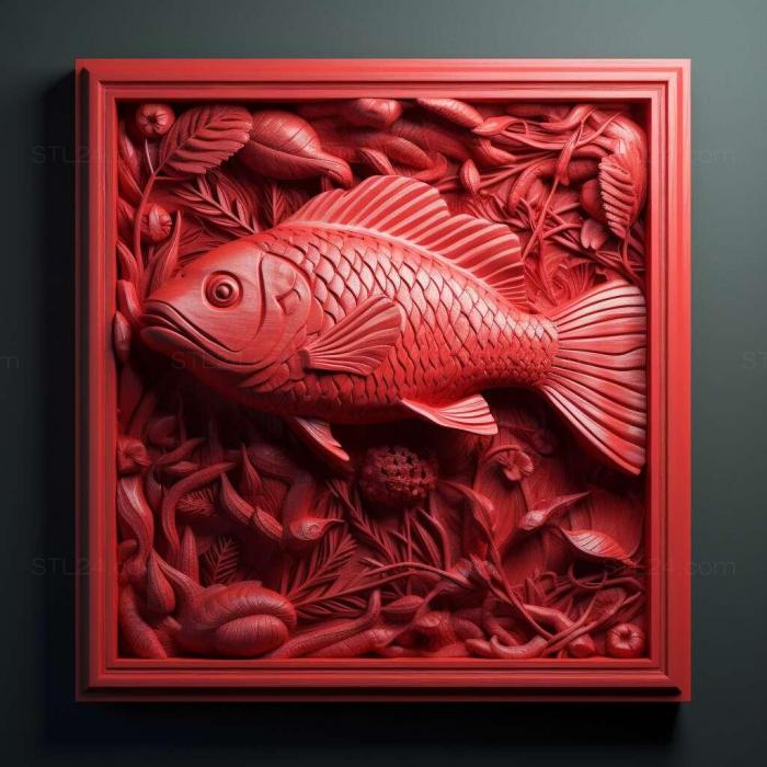 Природа и животные (Красная шапочка рыбка рыбка 1, NATURE_7277) 3D модель для ЧПУ станка