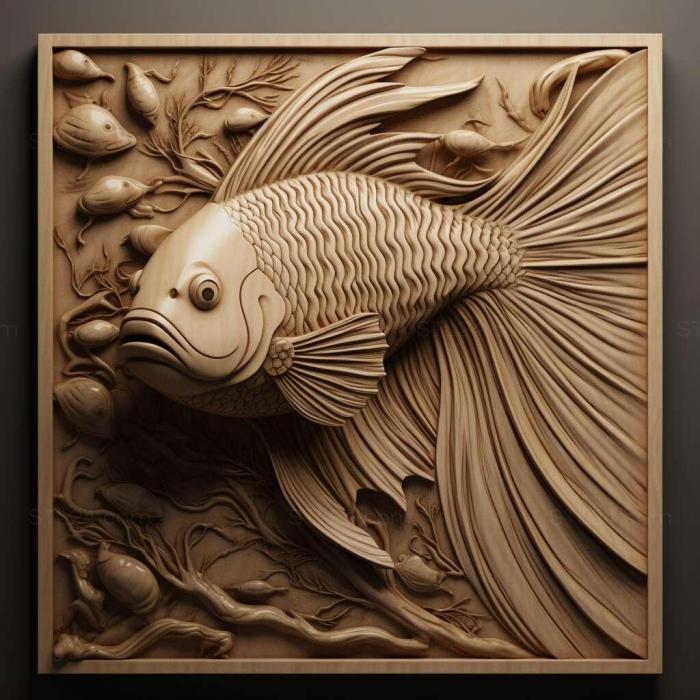 Nature and animals (Delta tailed fighting fish fish 3, NATURE_7315) 3D models for cnc