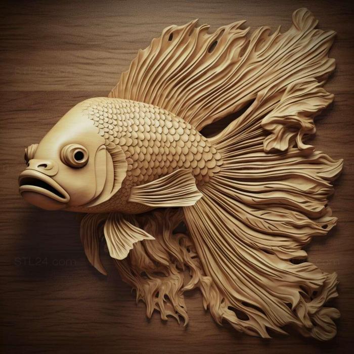 Nature and animals (Delta tailed fighting fish fish 4, NATURE_7316) 3D models for cnc