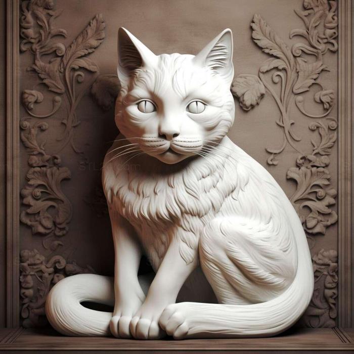 Nature and animals (Foreign White cat 3, NATURE_7331) 3D models for cnc