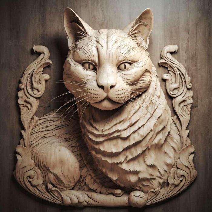 Nature and animals (Chantilly Tiffany cat 3, NATURE_7339) 3D models for cnc
