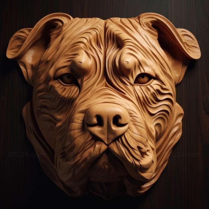 Nature and animals (st Staffordshire Bull Terrier dog 1, NATURE_7341) 3D models for cnc