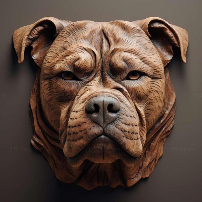 Nature and animals (st Staffordshire Bull Terrier dog 3, NATURE_7343) 3D models for cnc