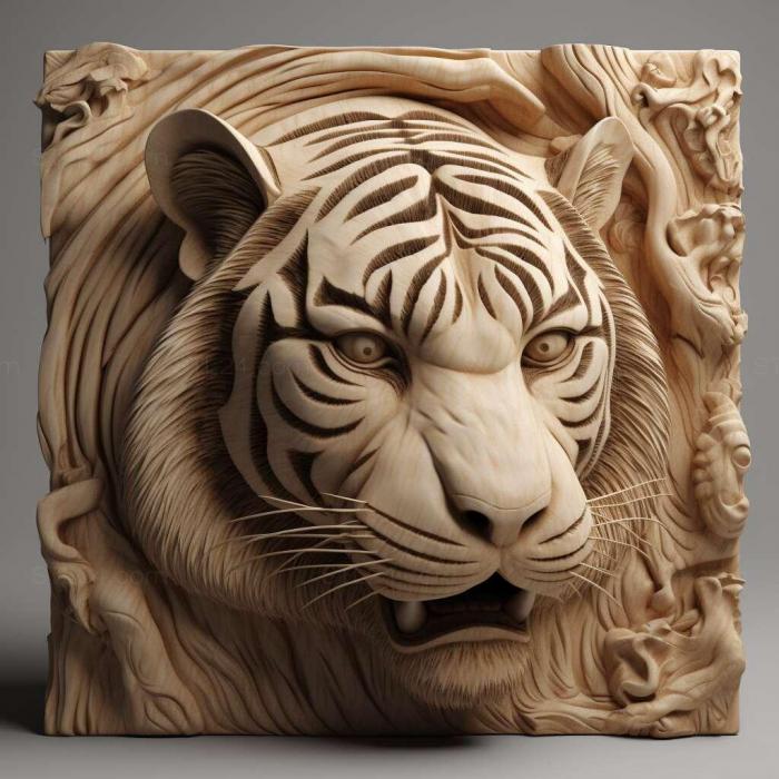 Nature and animals (Panthera tigris tigris 2, NATURE_7378) 3D models for cnc