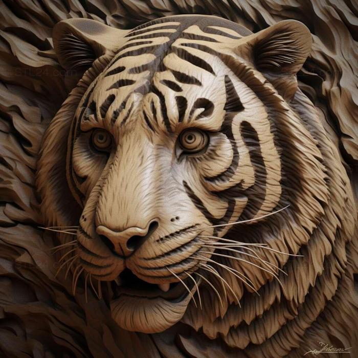 Природа и животные (Пантера тигрис tigris 4, NATURE_7380) 3D модель для ЧПУ станка